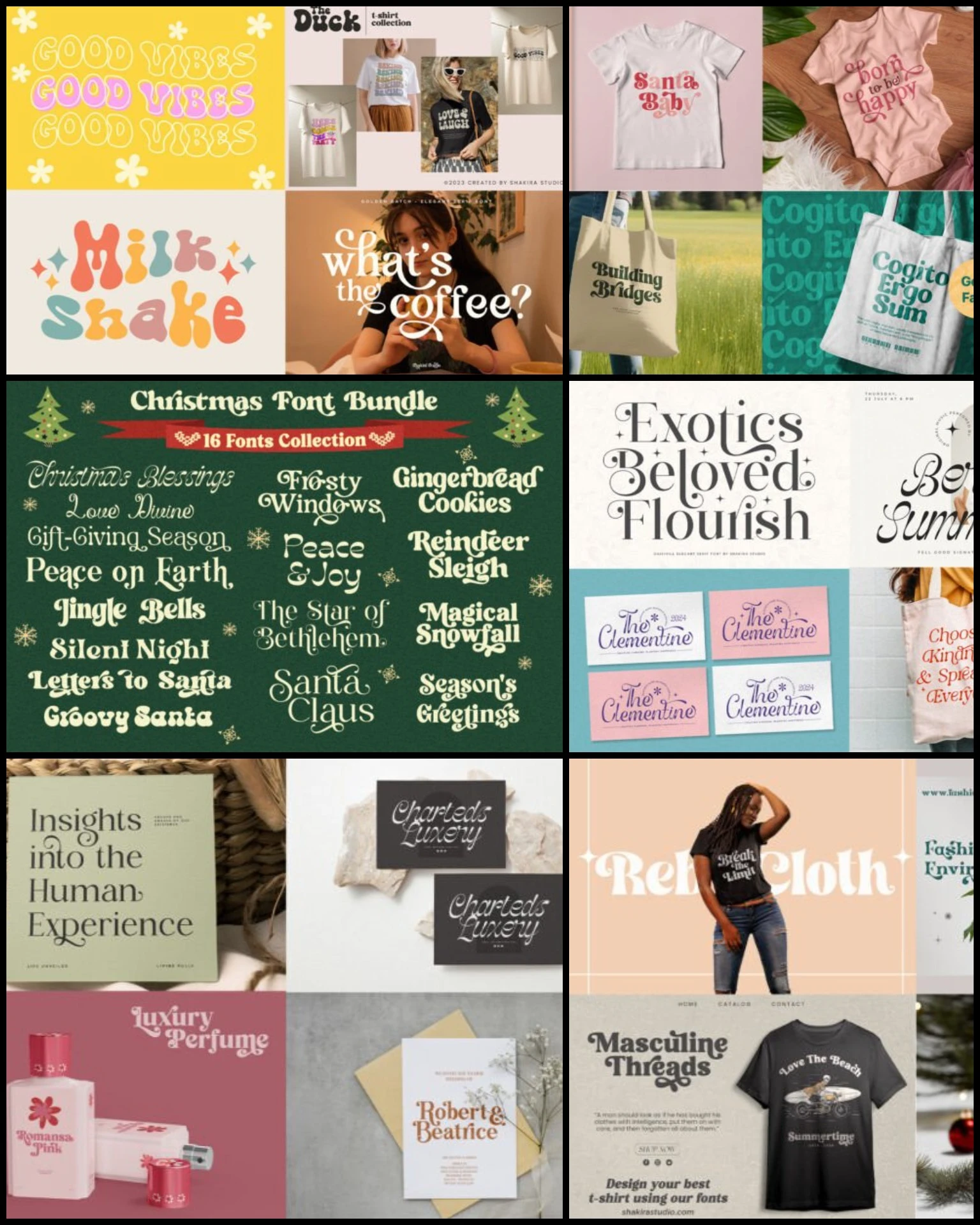 Christmas Font Bundle – Festive Holiday Fonts 3 Christmas Font Bundle – Festive Holiday Fonts