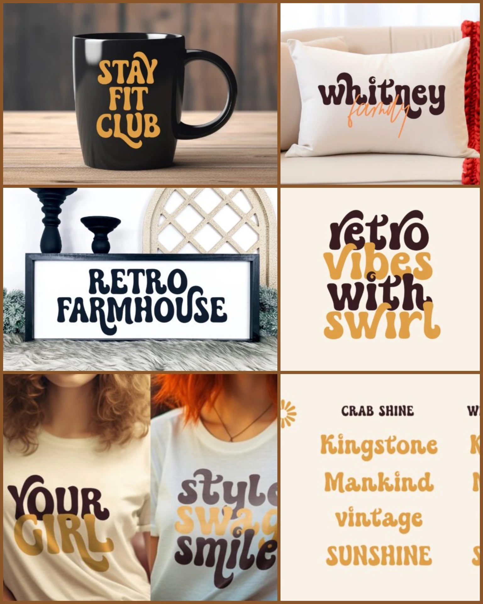 Crab Shine Font – Retro Vintage Groovy Typeface 2 Crab Shine is a retro vintage font with a cute groovy style. Perfect for logos, T-shirts, stickers, quotes, and crafting projects with playful retro charm.