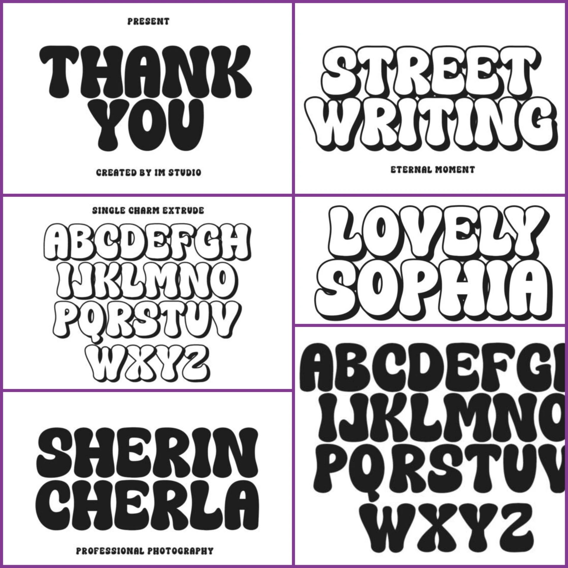Single Charm Font – Groovy Graffiti Cartoon Font Duo 2 Single Charm is a groovy graffiti cartoon font duo with regular & extrude styles. Perfect for logos, posters, comics, stickers, and bold creative designs.