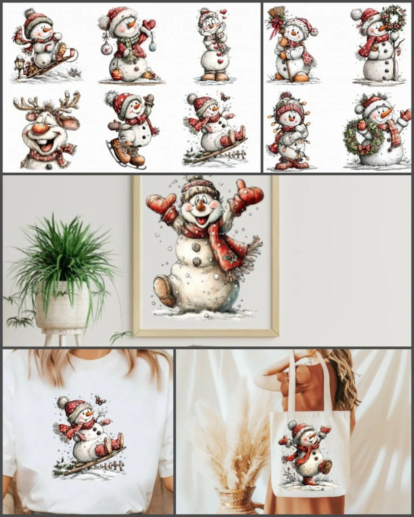 Christmas Whimsical Snowman Clipart – Printable Set 2 vgu45w1il5