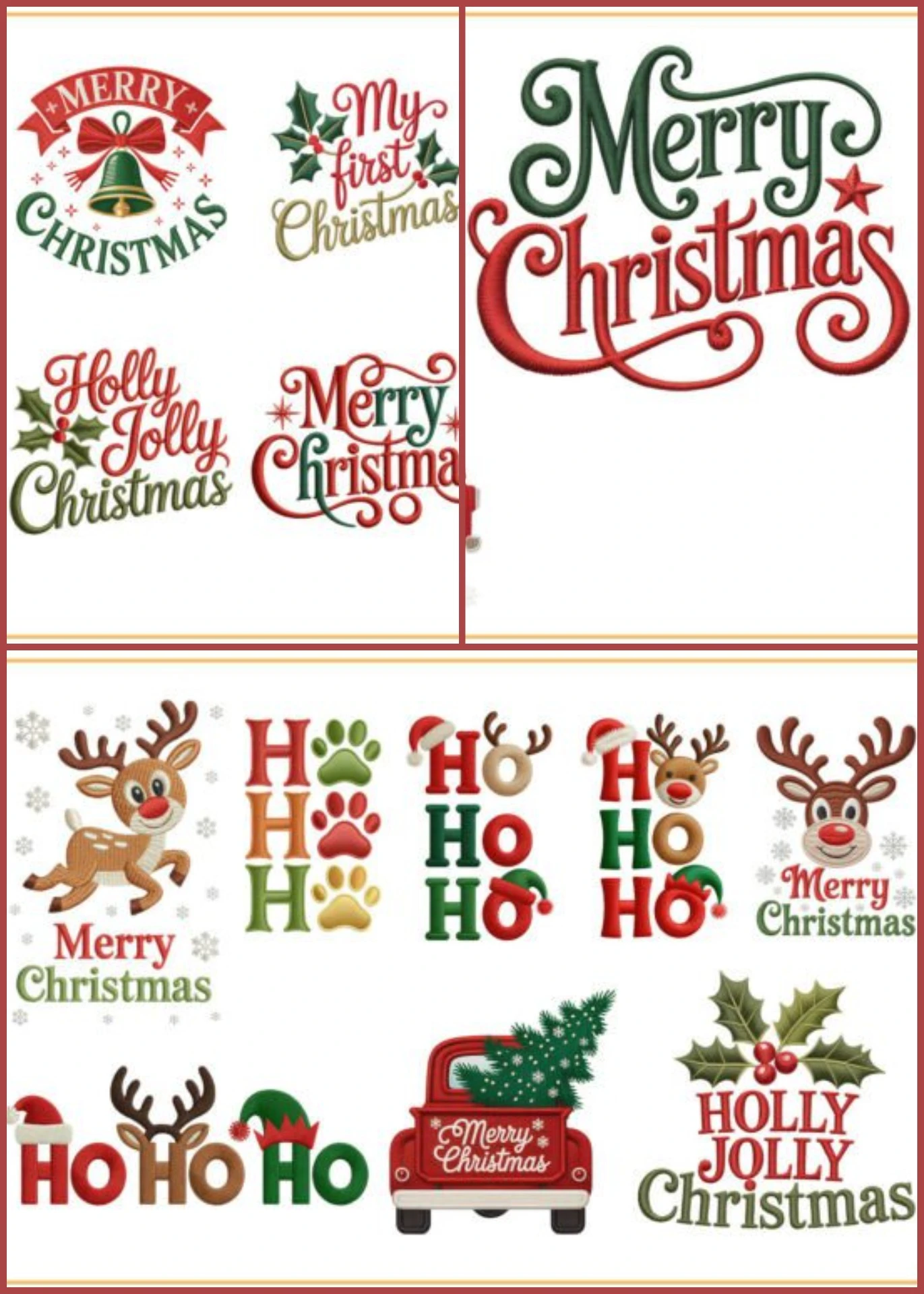 Embroidery Merry Christmas Saying Bundle PNG 2 Embroidery Merry Christmas Saying Bundle with high-quality 300 DPI PNGs for sublimation, crafts, apparel, and POD. Instant download, commercial use.