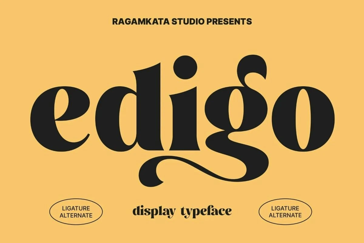 Best Font Pairings for Modern Web in 2026 11 Edigo modern retro display font preview with bold vintage curves for logos, headlines, posters and branding designs