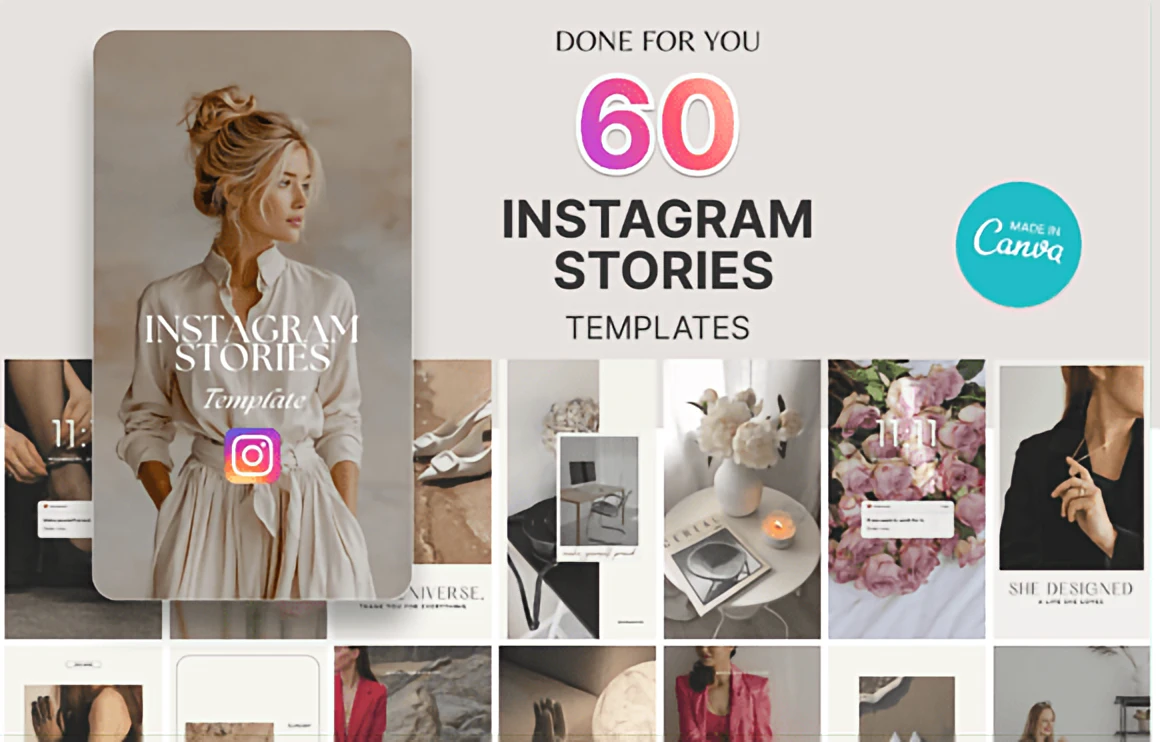 About 60 Instagram Stories Canva Templates – Editable + PLR Rights