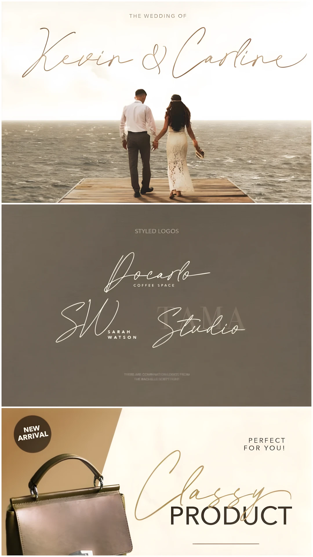 Rachelle Stone Font: Elegant Signature Script Font 2 Rachelle Stone aesthetic handwritten script font sample with ligatures for signatures, invitations, branding and posters