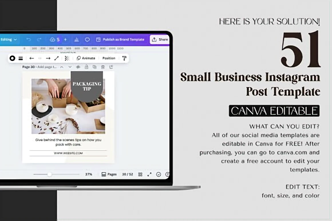 Small Business Instagram Templates – Minimalist Canva Posts 2 80ewoutk32