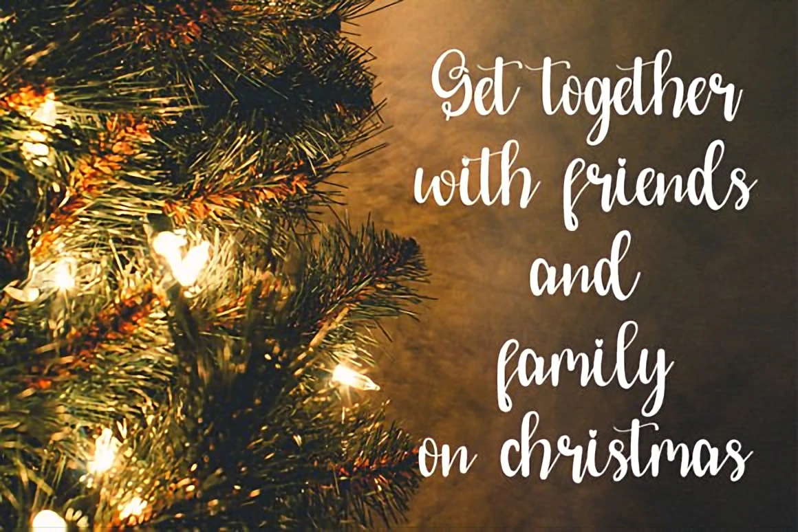 Top 10 Christmas Fonts to Elevate Your Holiday Designs 12 Christmas Lights elegant handwritten script font displayed over a dark festive background with glowing star lights and golden accents.