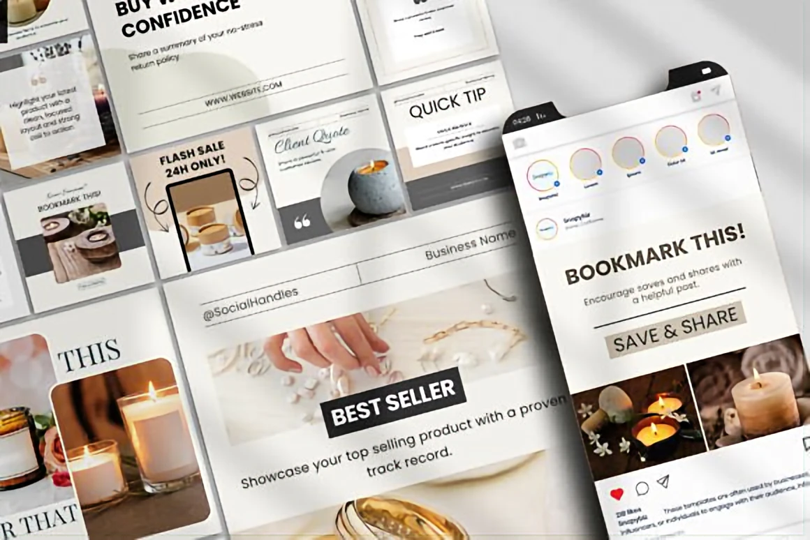 Small Business Instagram Templates – Minimalist Canva Posts 5 ioswao27bb