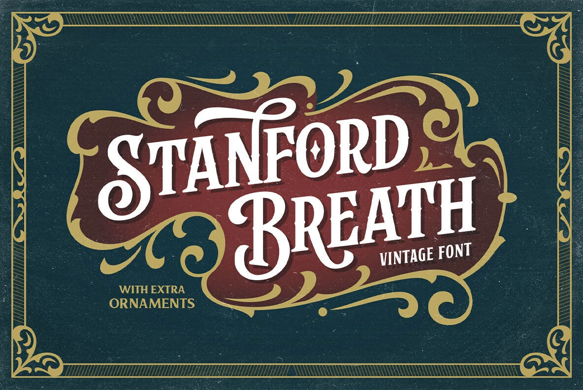 Stanford Breath is a cool-looking blackletter font with a vintage, Victorian vibe. It's PUA encoded, so you can easily get to all the different characters and swashes.
