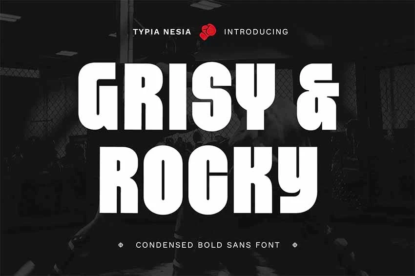 Best Font Pairings for Modern Web in 2026 16 Grisy & Rocky condensed bold sans serif font preview for headlines, posters, sports graphics and modern branding designs