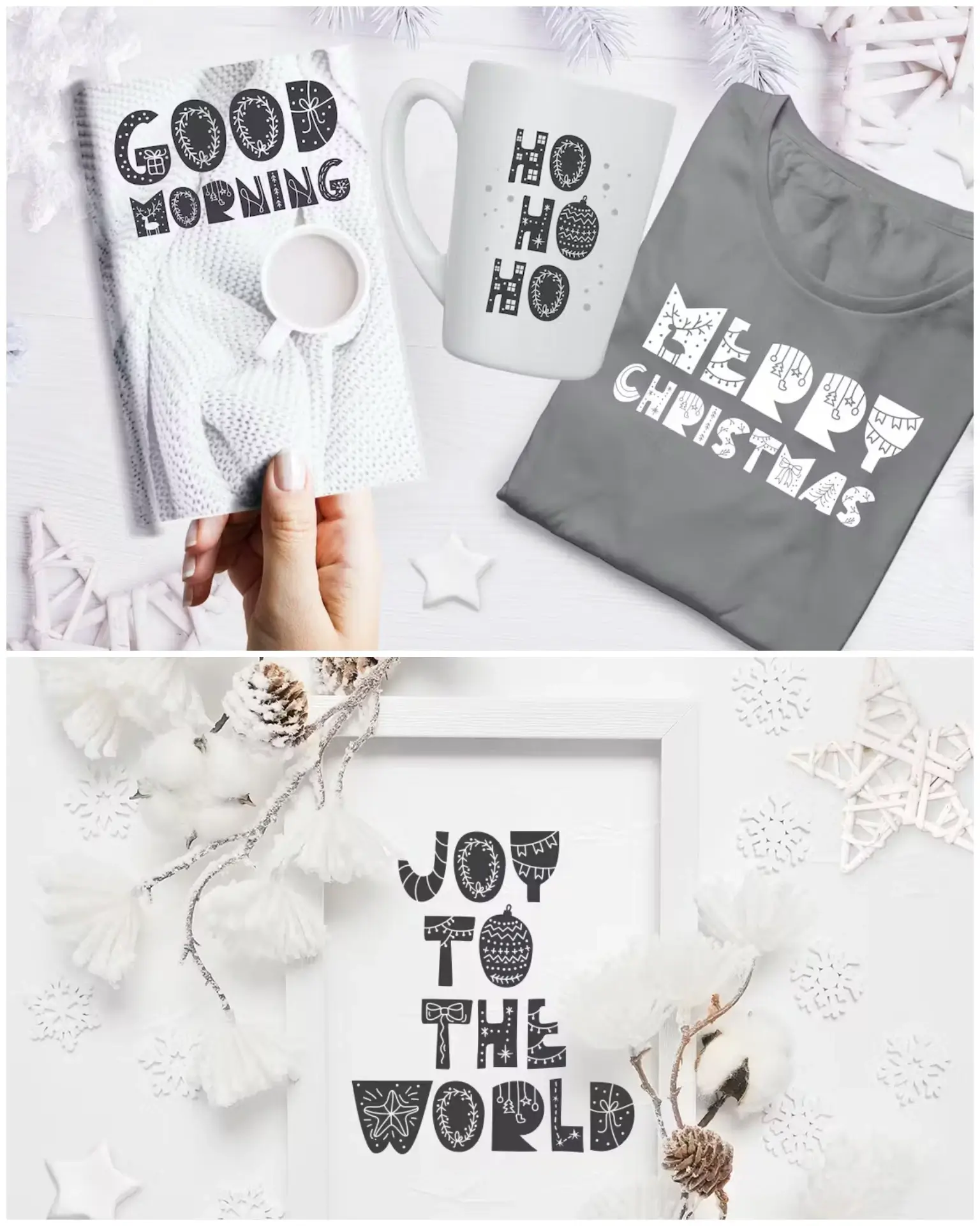 Nordic Christmas Font – Scandinavian Display Font for Holidays 2 Christmas Nordic fun bold holiday font specimen for winter posters, greeting cards, invitations and craft projects