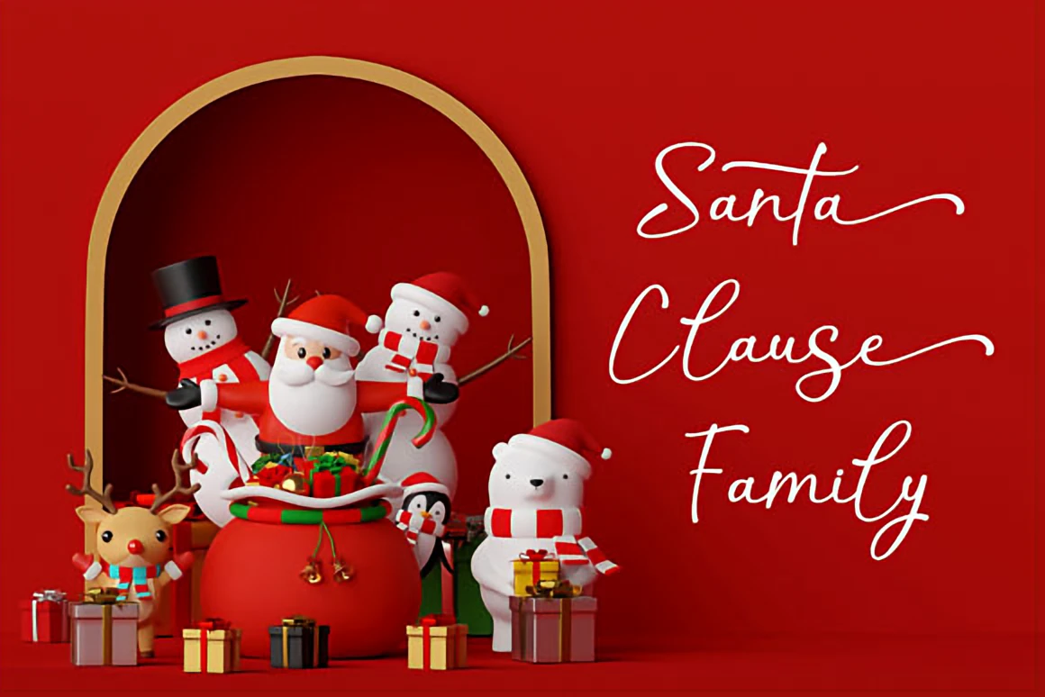 Christmas Shine Script Font – Elegant Holiday Calligraphy 2 Christmas Shine elegant handwritten script font displayed on a dark textured background with pine branches, stars, and soft holiday accents.