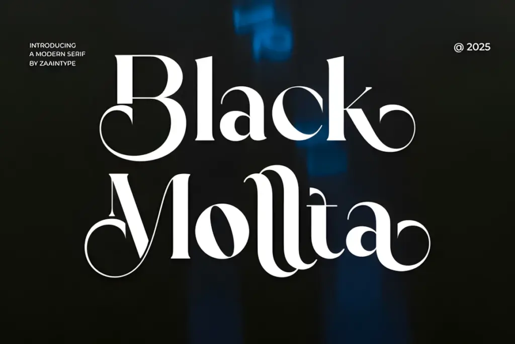 Best Font Pairings for Modern Web in 2026 10 Black Mollta high-contrast serif font preview with thick-thin letters for editorial headlines, fashion branding and luxury design