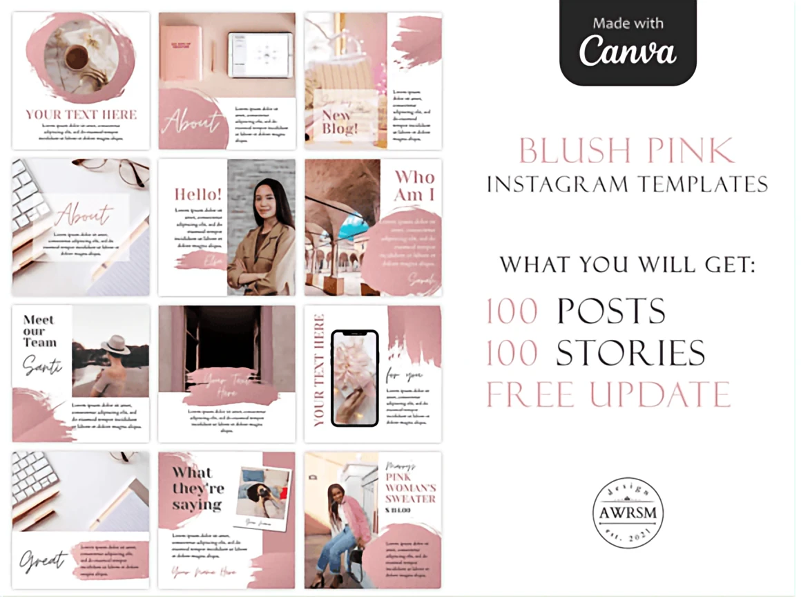 Blush Pink Templates – Instagram Template Bundle for Canva 2 y2wtjnw5tf