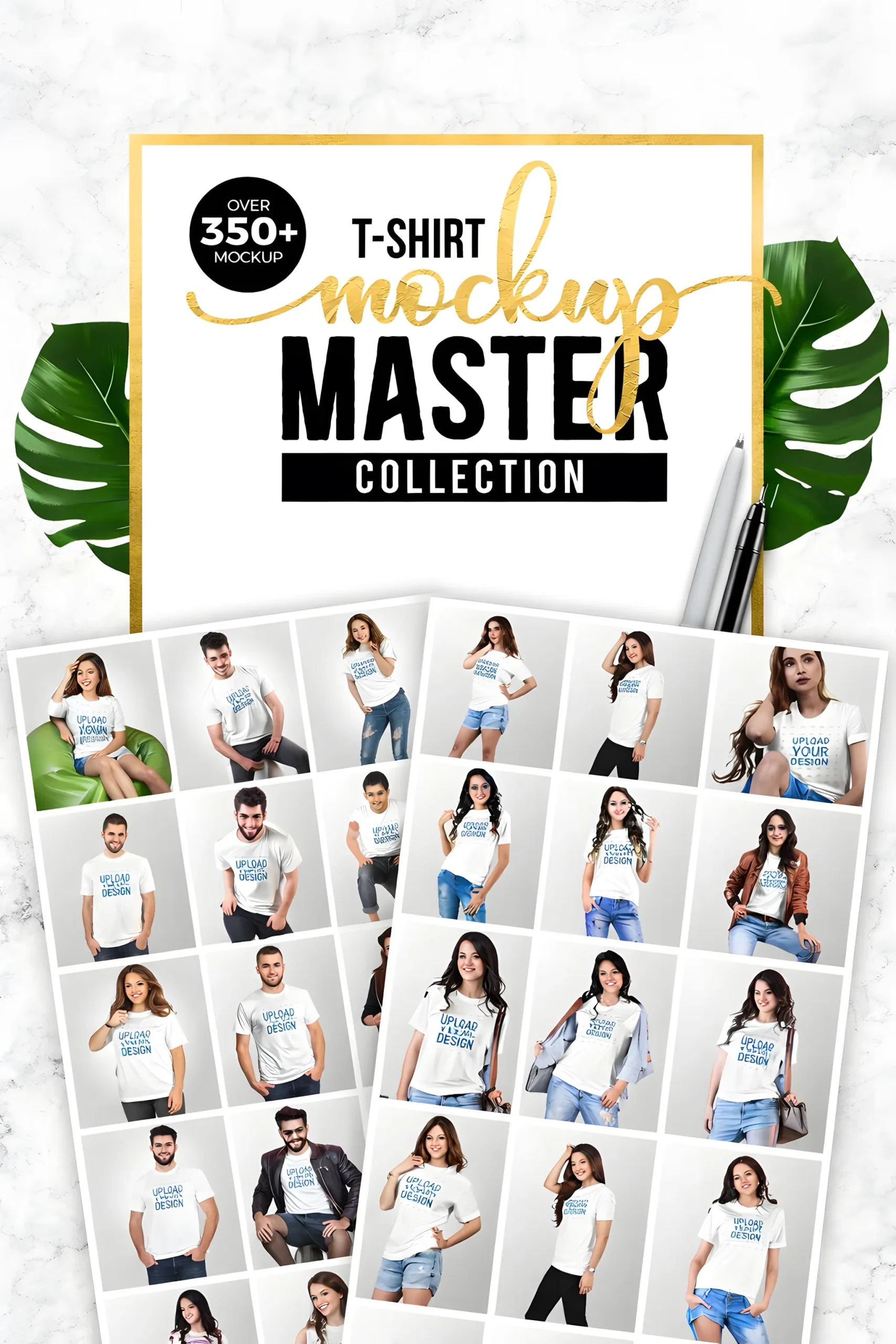 350+ T-Shirt Mockup Bundle for Apparel Design 3 realistic t-shirt mockup bundle with models