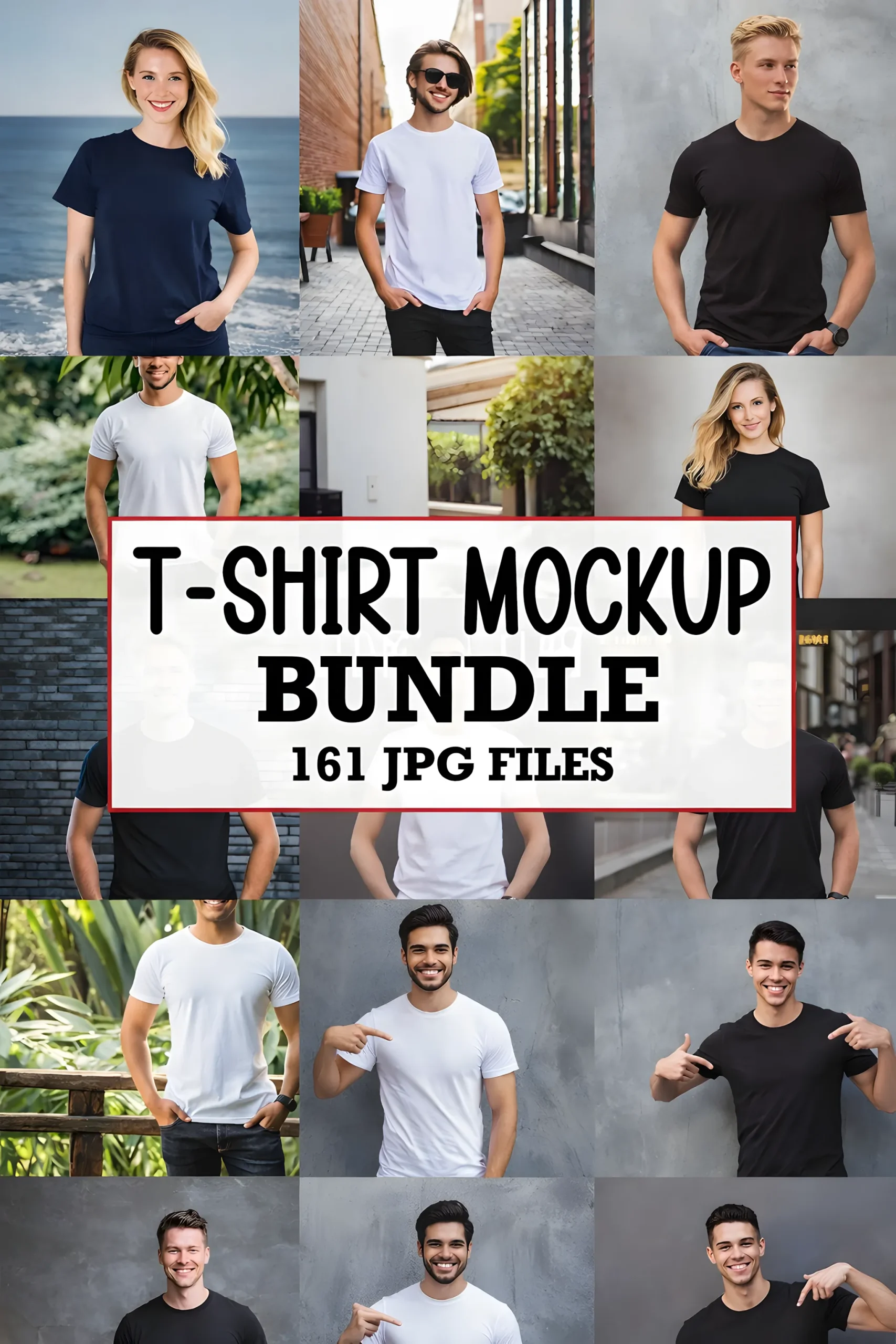 T-Shirt Mockup Bundle for Realistic Product Previews 3 realistic t-shirt mockup bundle with male and female models