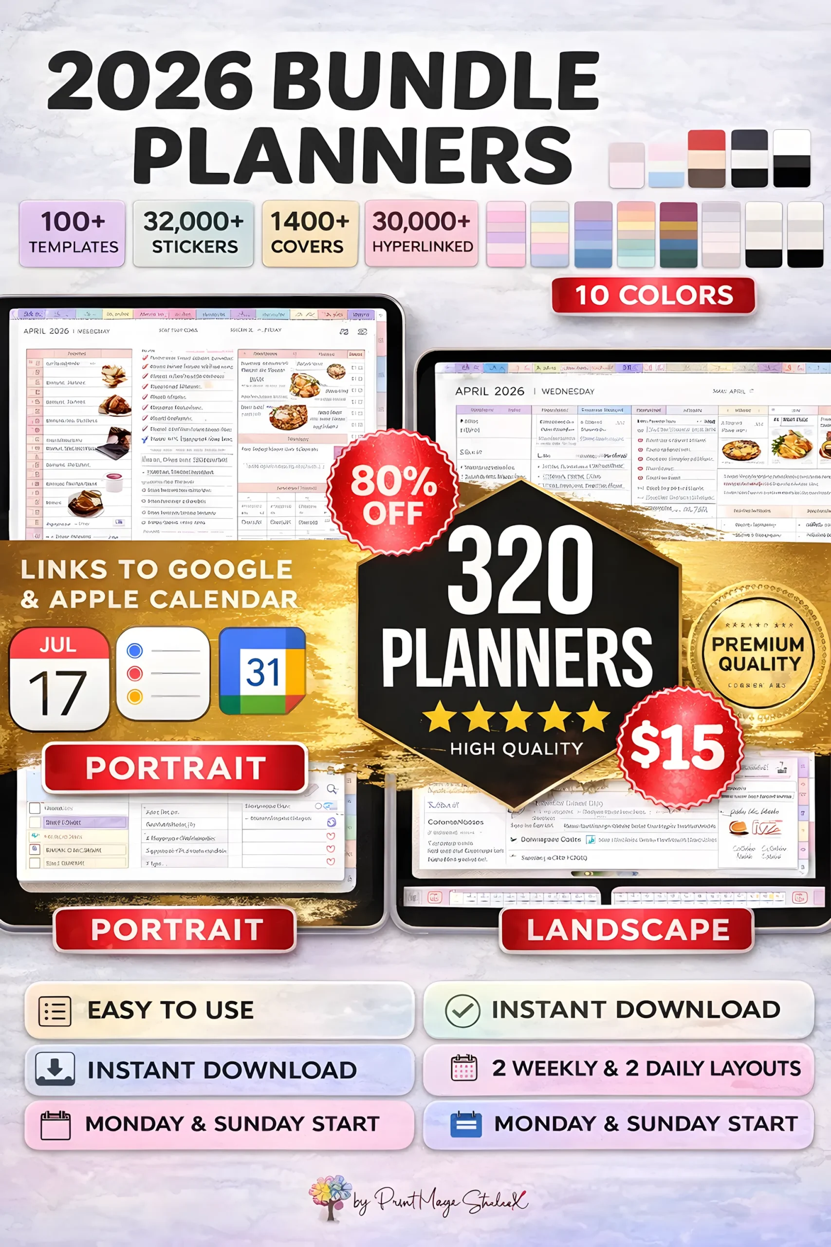 All-in-One Digital Planner cover for structured daily control