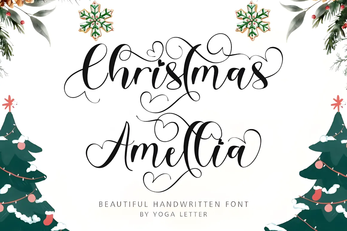 23 Best Valentine’s Day Script Fonts with Commercial License 5 Christmas Amellia Fonts 109429300 1 1 580x387 upscayl 2x upscayl standard