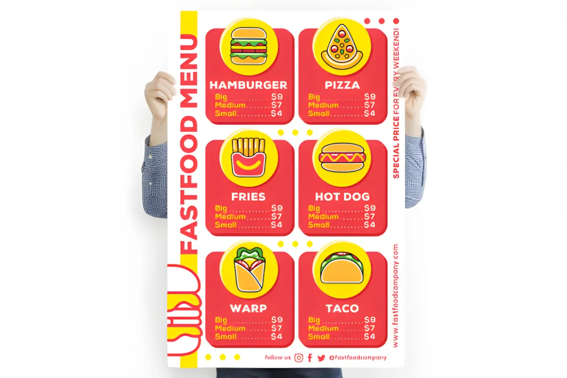26 Restaurant Menu Ideas: Cool and Unique Designs 23 Fastfood Menu Poster Graphics 6732114 1 1 580x387 upscayl 2x upscayl standard