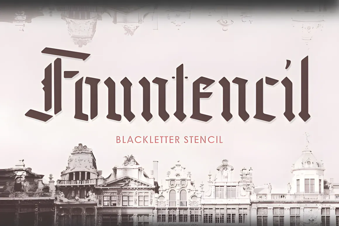52 Best Stencil Fonts & Cuttable Fonts – Free & Premium Picks 11 Fountencil Fonts 6642356 1 1 580x386 upscayl 2x upscayl standard