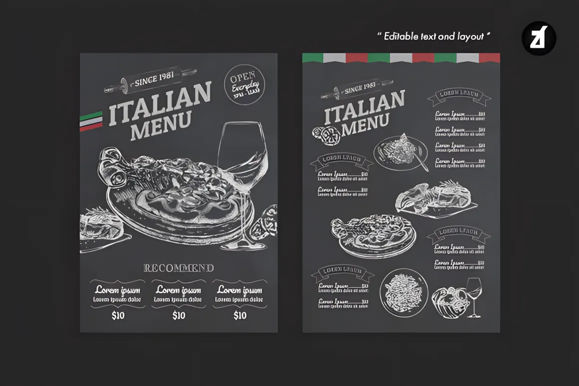 26 Restaurant Menu Ideas: Cool and Unique Designs 4 Italian Food Menu Template Graphics 7444077 2 580x387 upscayl 2x upscayl standard