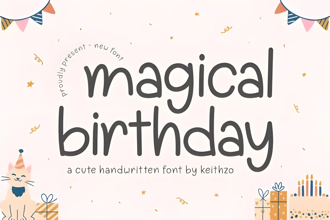 Magical Birthday is a sweet, handwritten font that can spark ideas and give your projects a friendly, personal touch.