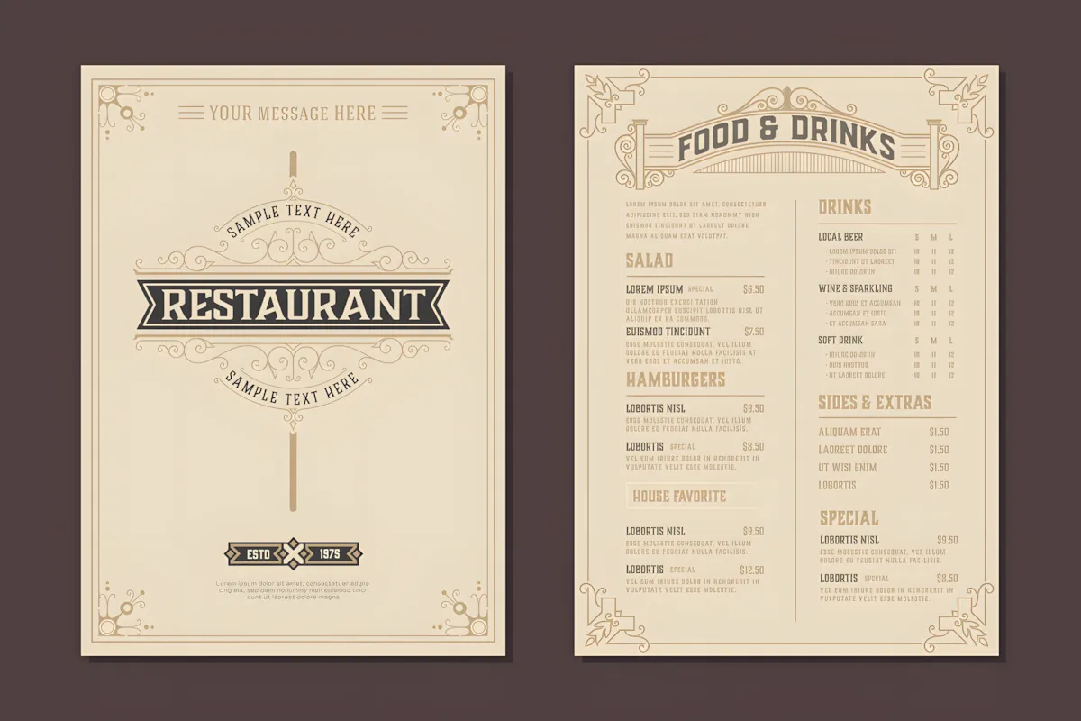 26 Restaurant Menu Ideas: Cool and Unique Designs 8 Menu Design Vector with Restaurant logo Graphics 12150710 1 1 upscayl 1x upscayl standard