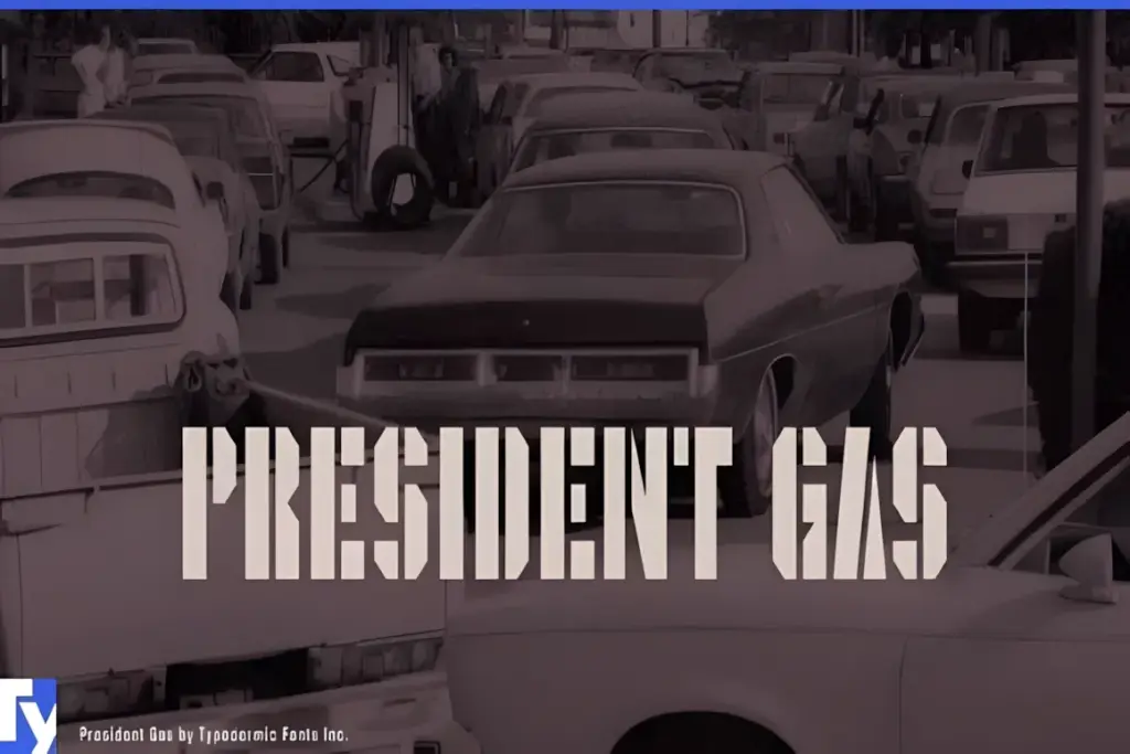 52 Best Stencil Fonts & Cuttable Fonts – Free & Premium Picks 50 President Gas Fonts 32710270 1 1 580x387 upscayl 2x upscayl standard 4x