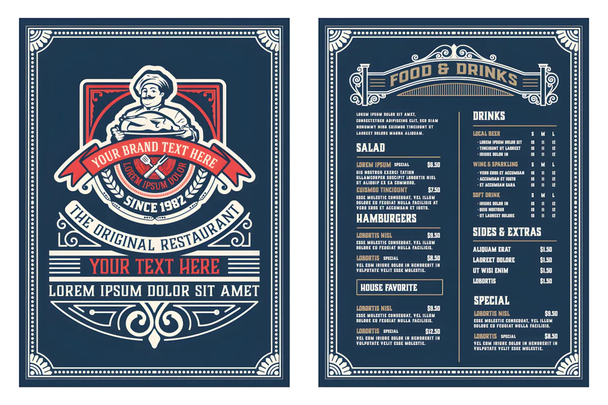 26 Restaurant Menu Ideas: Cool and Unique Designs 9 Restaurant Menu Design with Chef illustration Graphics 12250260 1 1 upscayl 1x upscayl standard