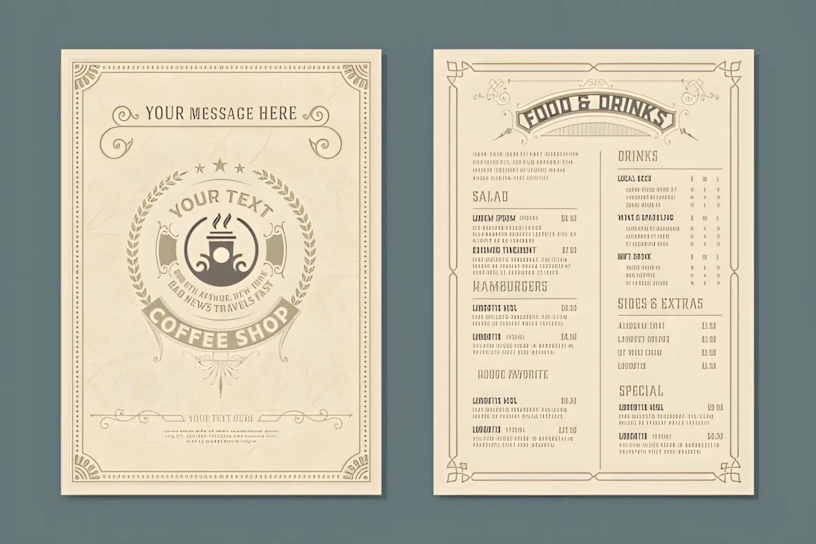 26 Restaurant Menu Ideas: Cool and Unique Designs 14 Retro template for restaurant menu design Graphics 12142094 1 1 580x387 upscayl 2x upscayl standard
