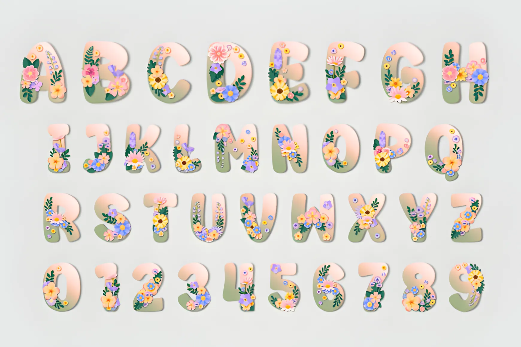Spring Font: Colorful Floral Typeface for Fresh Designs 9 Spring Font elegant floral font for wedding and artistic designs
