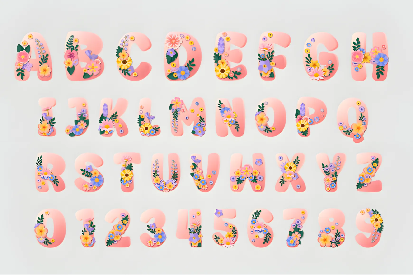 Spring Font: Colorful Floral Typeface for Fresh Designs 7 Spring Font colorful floral typeface alphabet