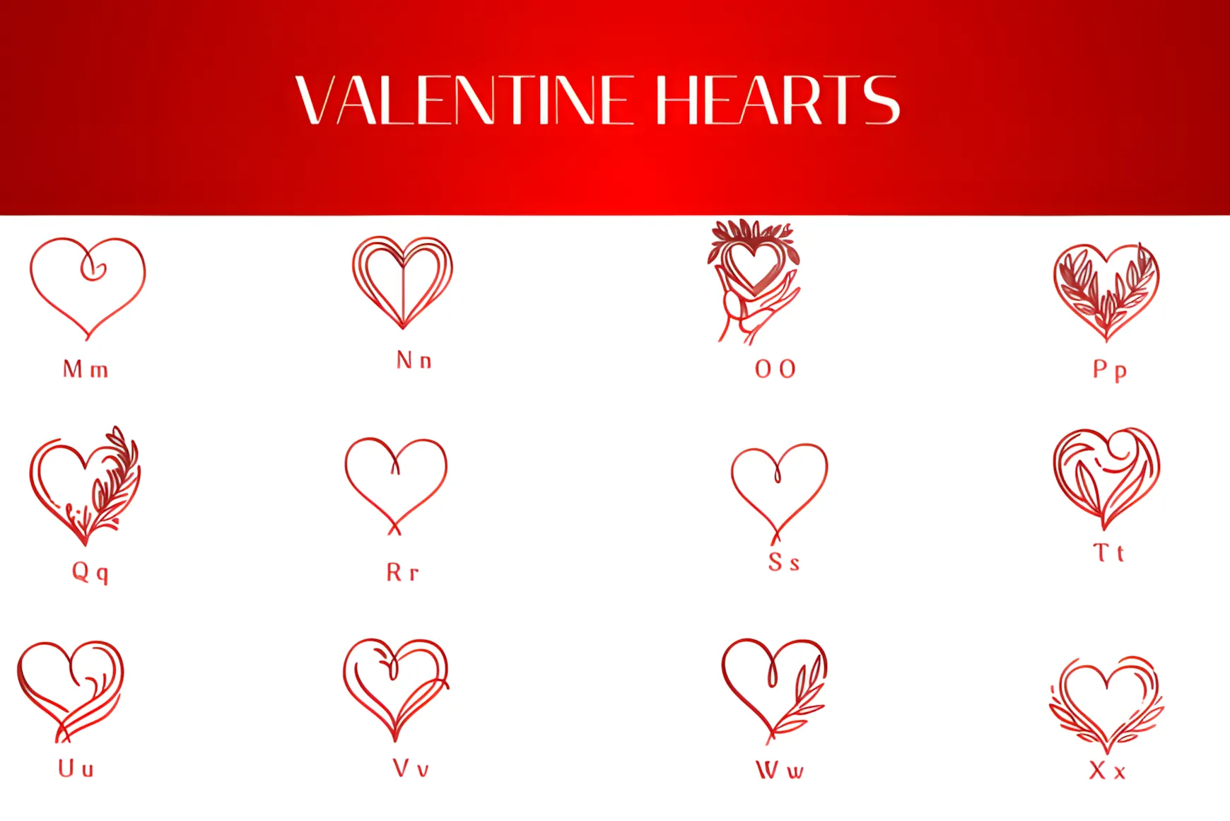 Valentine Hearts Font: Cute Dingbats for Romantic Designs 7 Valentine Hearts Font romantic heart illustrations for cards