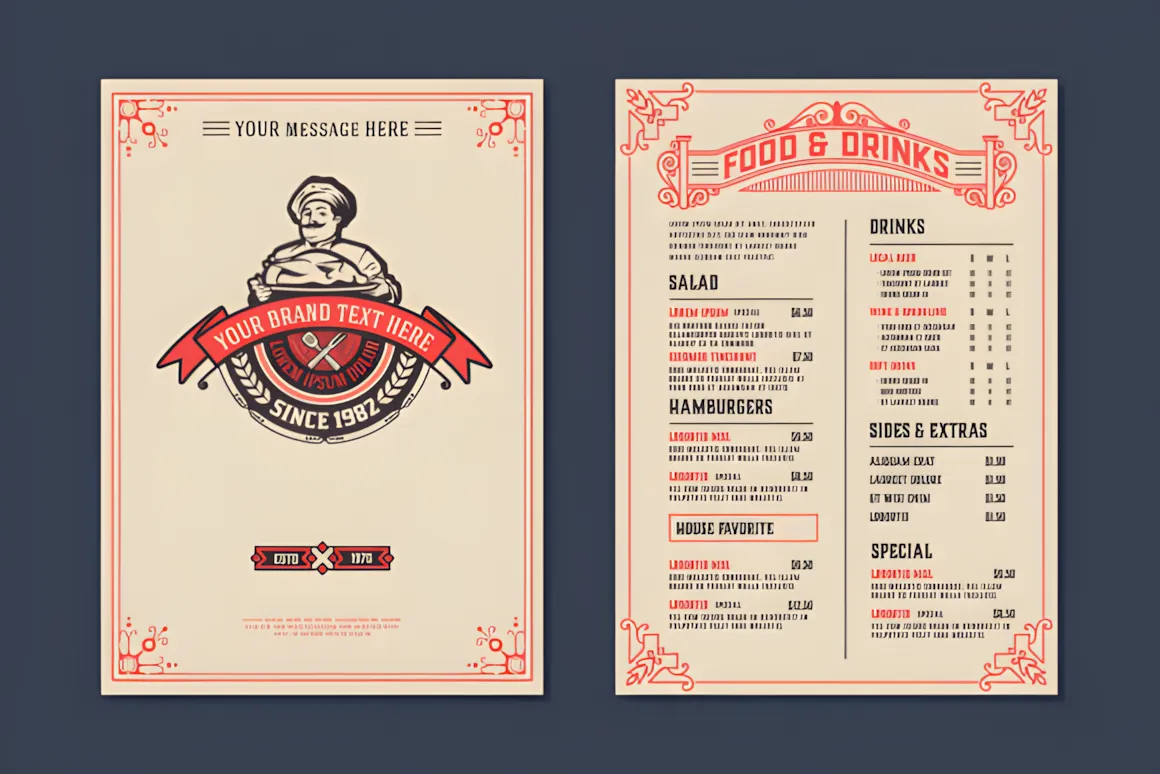 26 Restaurant Menu Ideas: Cool and Unique Designs 16 Vintage Restaurant Menu Design Template Graphics 12223060 1 1 580x387 upscayl 2x upscayl standard