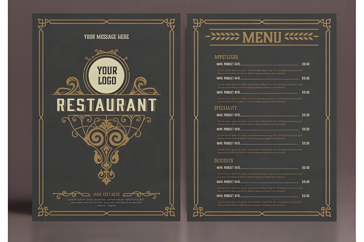 26 Restaurant Menu Ideas: Cool and Unique Designs 11 Vintage Style Restaurant Menu Template Graphics 12526196 1 1 580x386 upscayl 2x upscayl standard