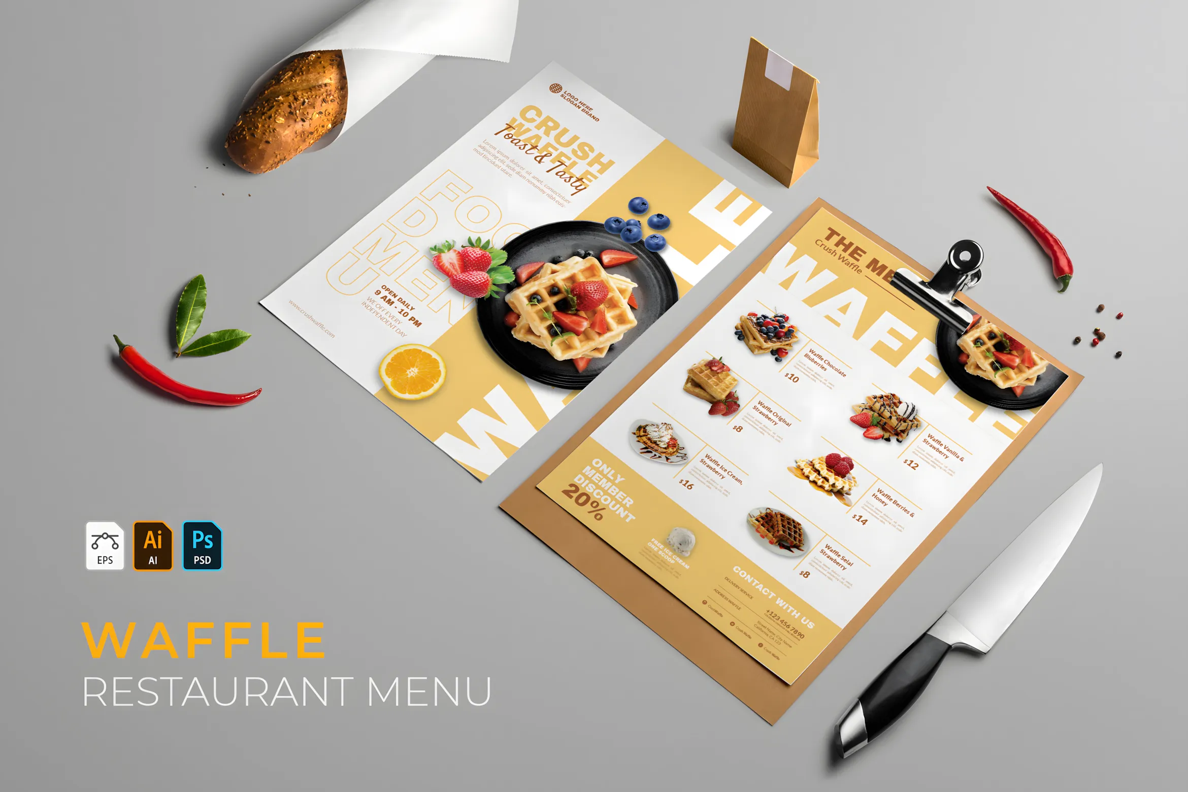 26 Restaurant Menu Ideas: Cool and Unique Designs 3 Waffle Restaurant Menu Graphics 12518711 1 1 upscayl 1x upscayl standard