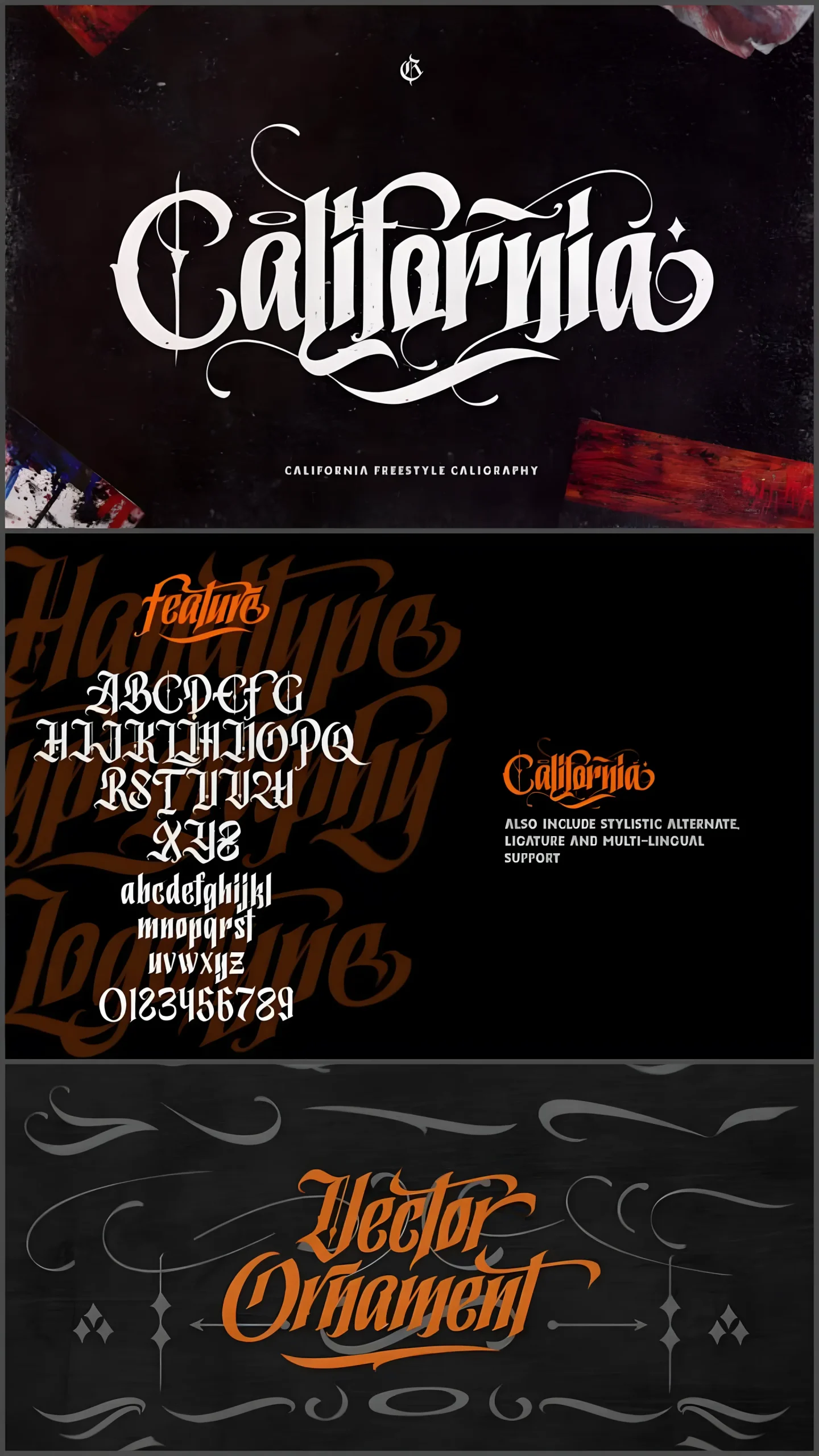 California Style Font: Bold Blackletter With Street Edge 6 California Style Font blackletter alphabet