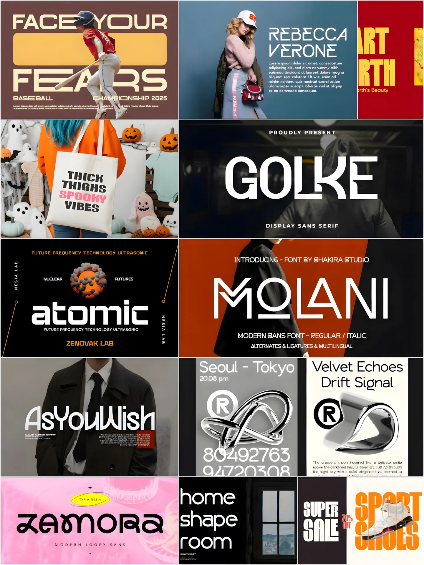 Modern display sans serif typography in graphic design workspace with bold fonts for headlines and branding