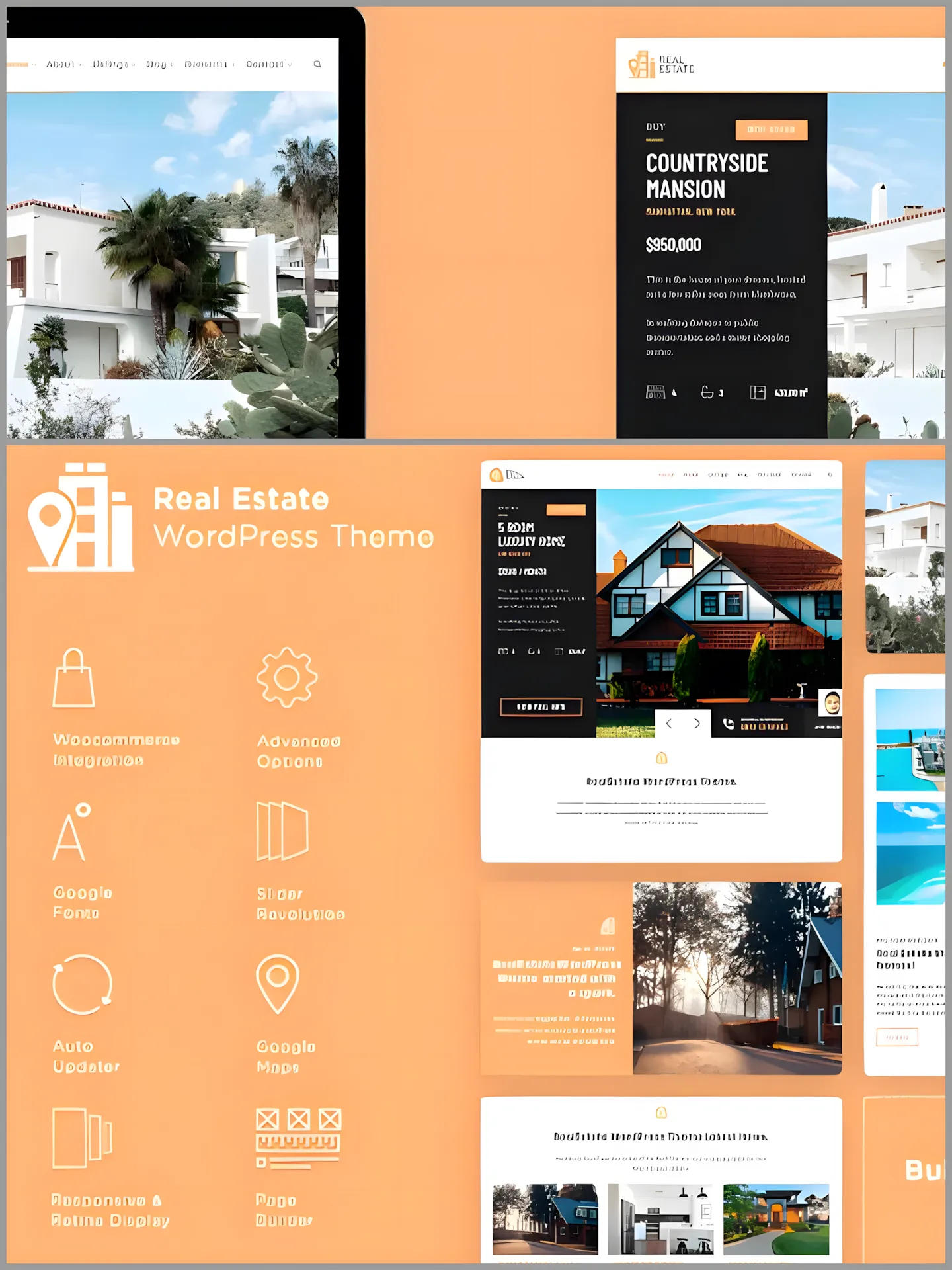 Real Estate WordPress Theme – Property Listing Theme 3 property listing WordPress theme interface