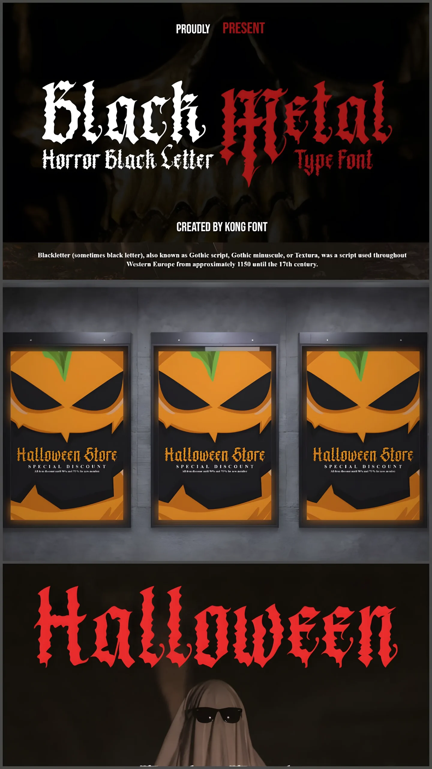 Black Metal Font: Horror Blackletter Display Typeface 3 v