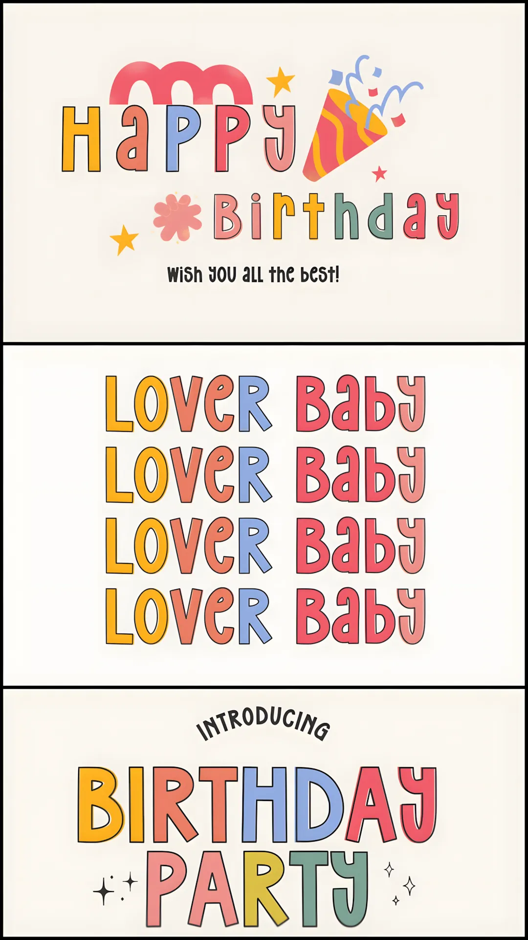 Birthday Party 95 Font: Fun Decorative Typeface 4 Birthday Party 95 Font decorative display typeface preview