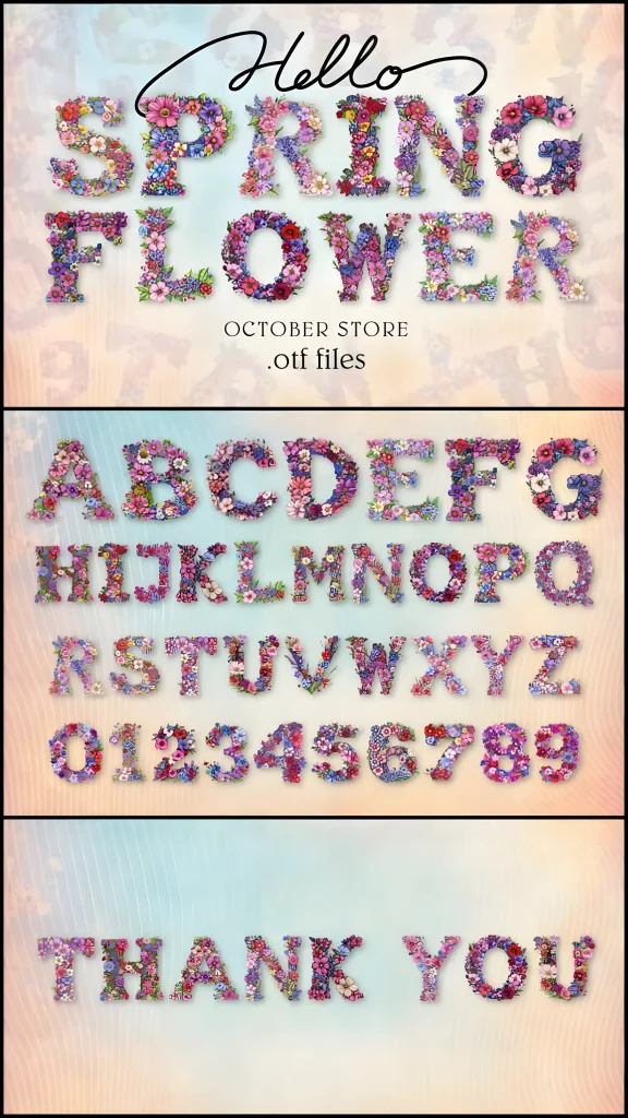Spring Flower Font: Floral Color Typeface Full of Life 3 Spring Flower Font decorative floral typography for spring designs
