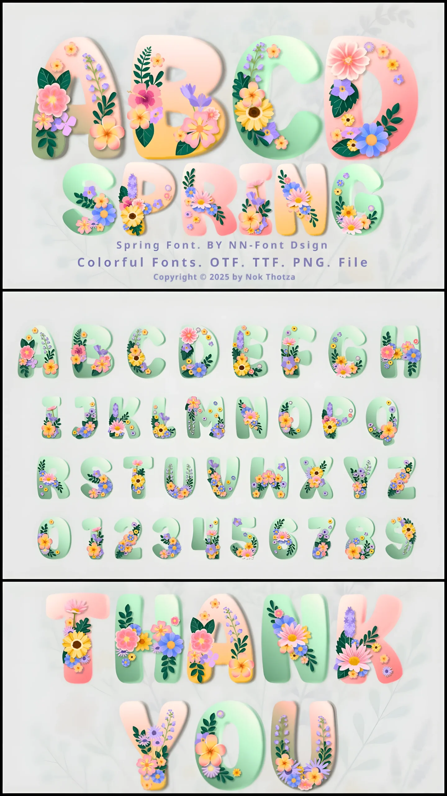 Spring Font: Colorful Floral Typeface for Fresh Designs 6 Spring Font colorful floral typeface alphabet