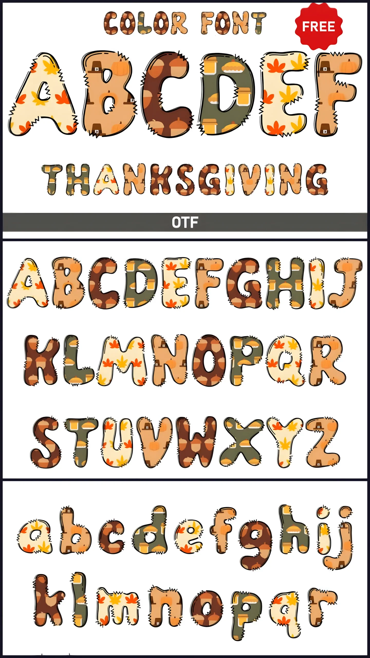 Thanksgiving Font: Colorful Display Typeface for Fall Designs 4 Thanksgiving Font colorful display typeface with autumn patterns