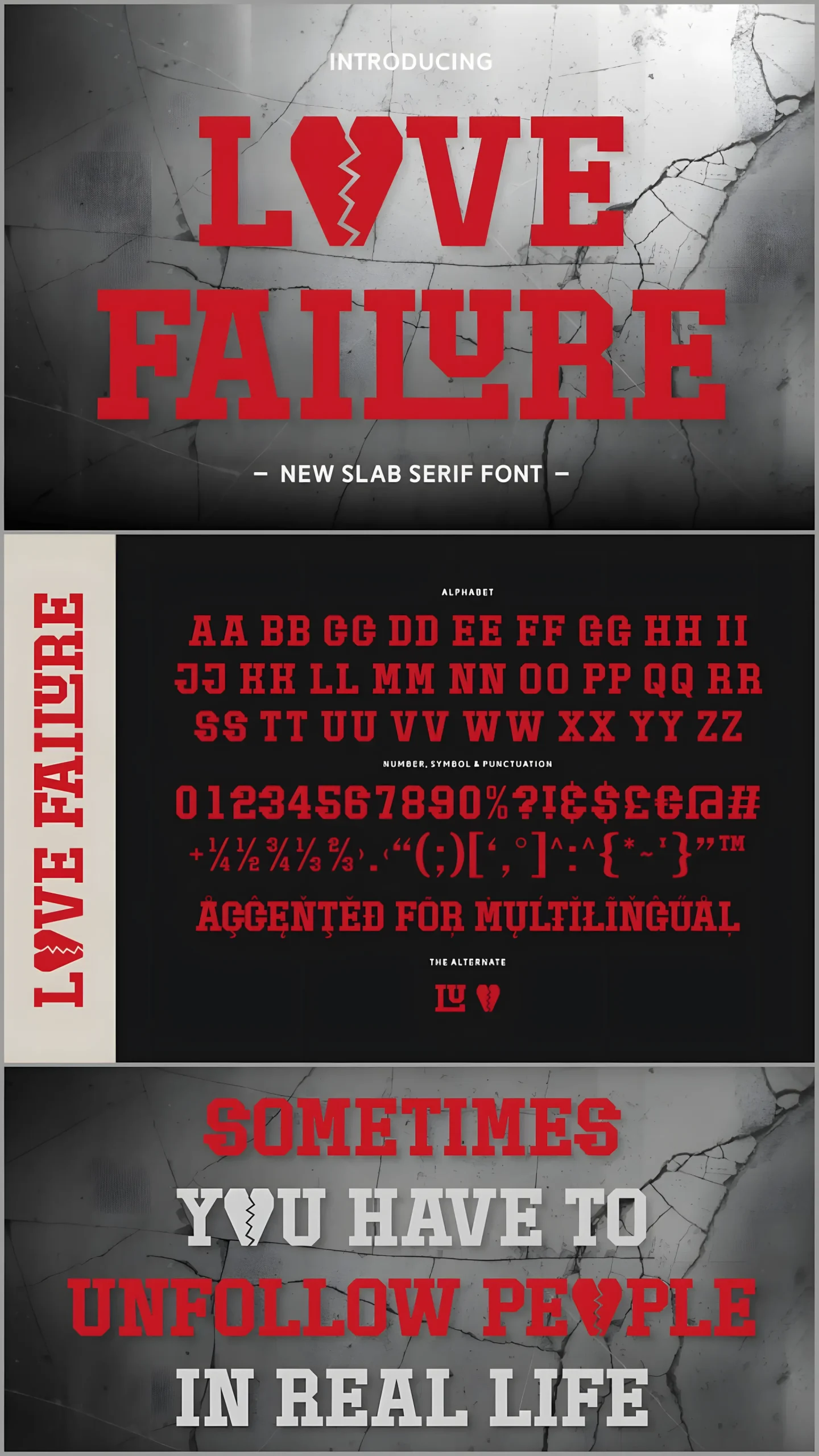 Love Failure Font: Bold Slab Serif With Emotional Edge 5 Love Failure Font bold slab serif typeface alphabet