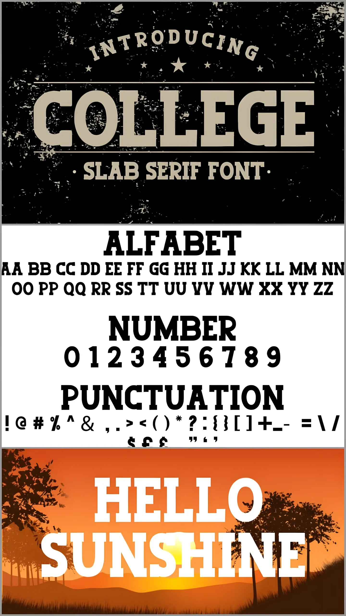 College Font: Bold Slab Serif Typeface for Sport Designs 4 College Font athletic slab serif typeface for posters and promotions