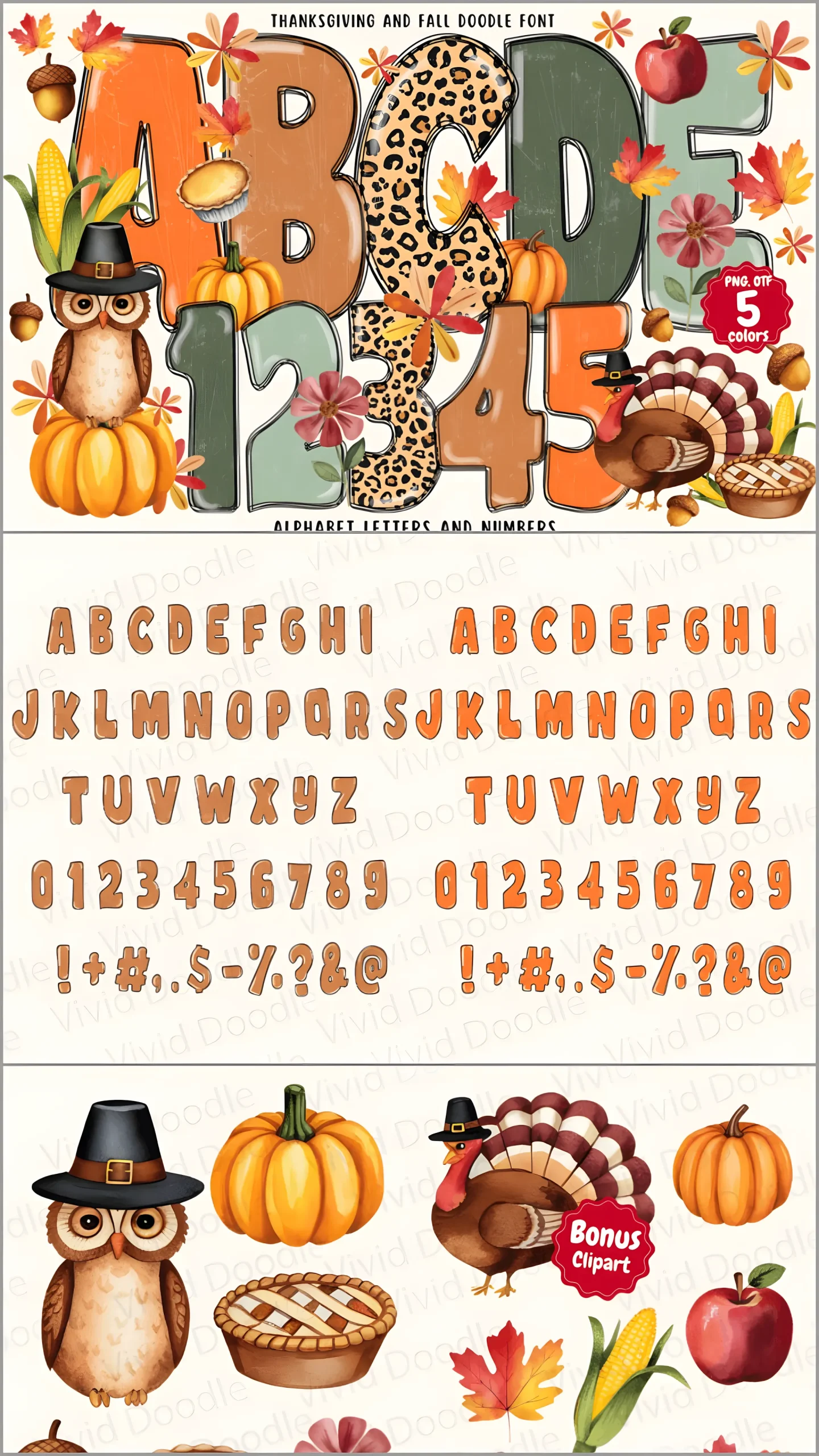 Thanksgiving and Fall Doodle Font: Cozy Color Typeface 6 Thanksgiving and Fall Doodle Font colorful autumn doodle alphabet