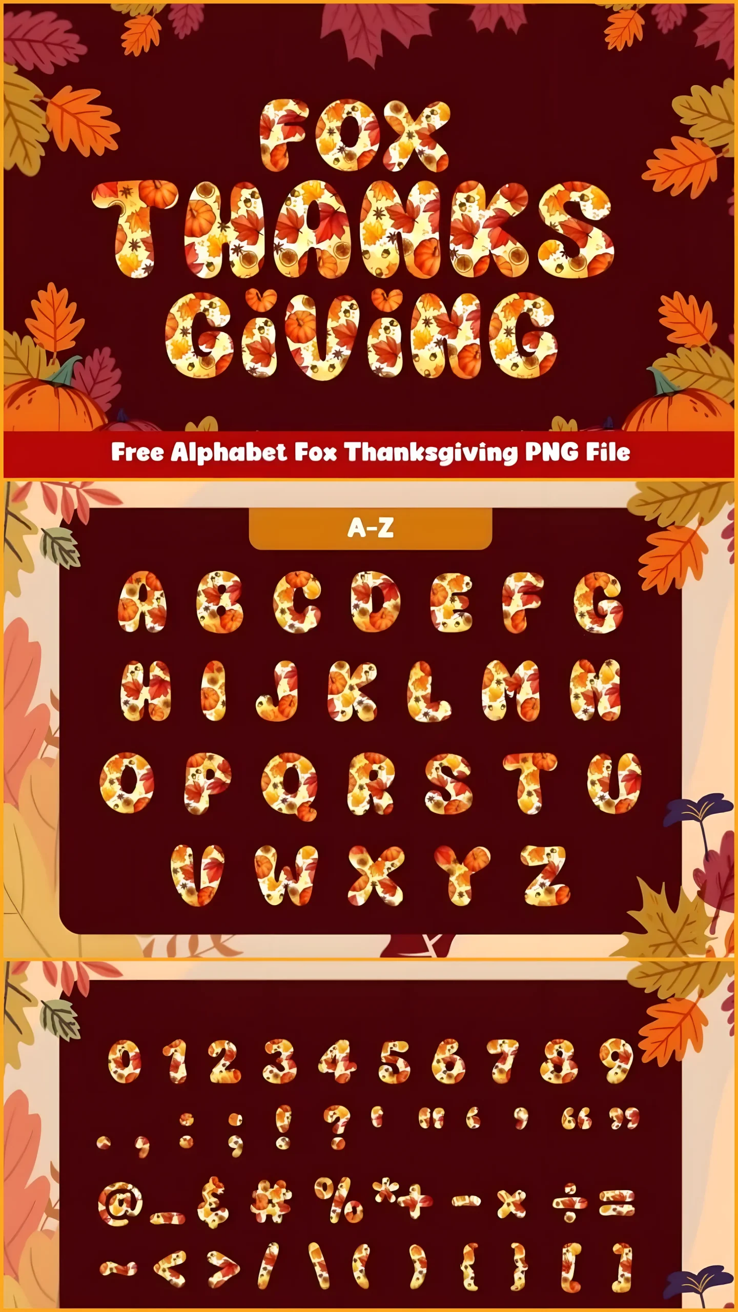Fox Thanksgiving Font: Colorful Autumn Display Typeface 6 Fox Thanksgiving Font colorful autumn illustrated alphabet