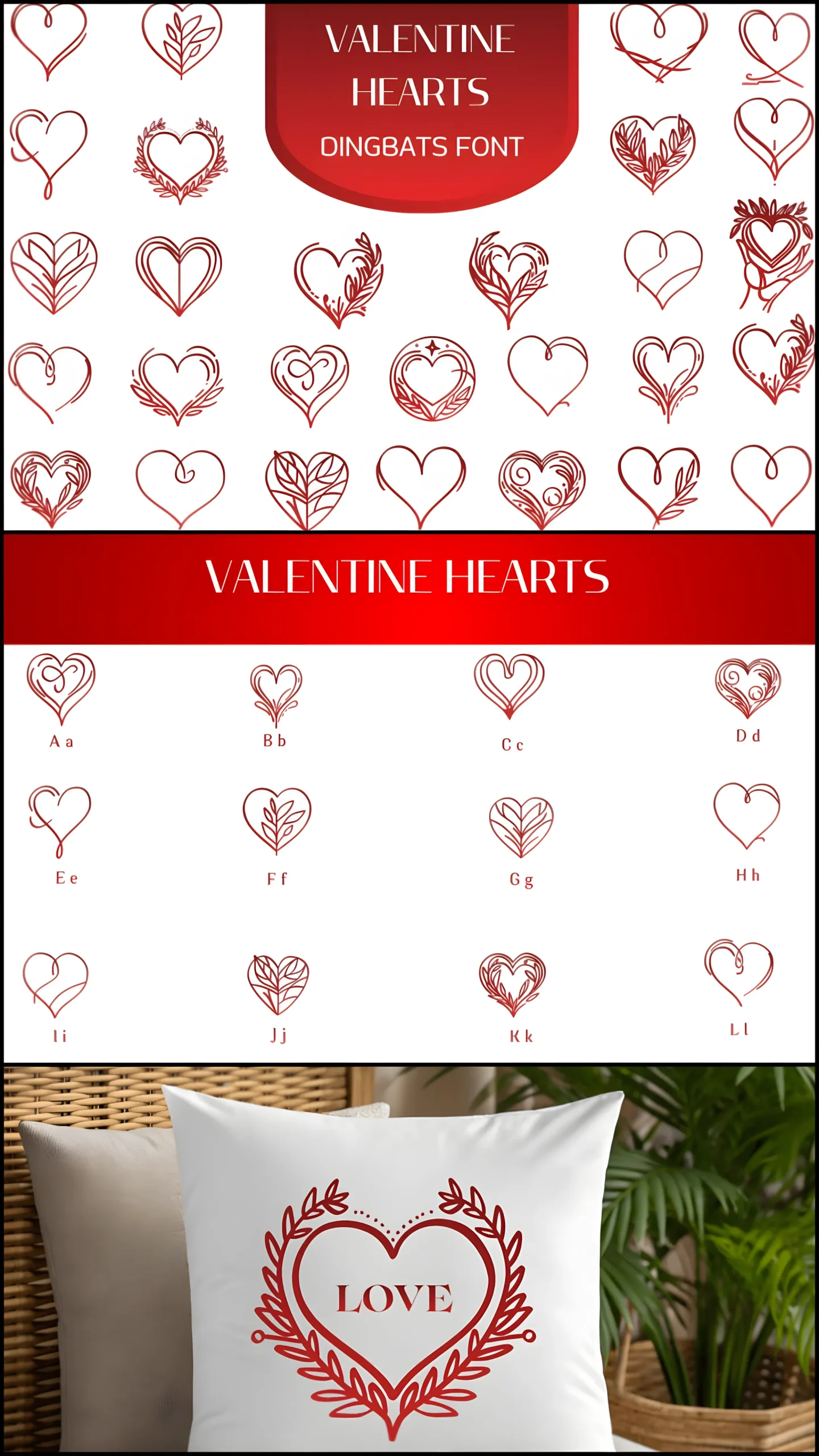 Valentine Hearts Font: Cute Dingbats for Romantic Designs 6 Valentine Hearts Font cute heart dingbats set