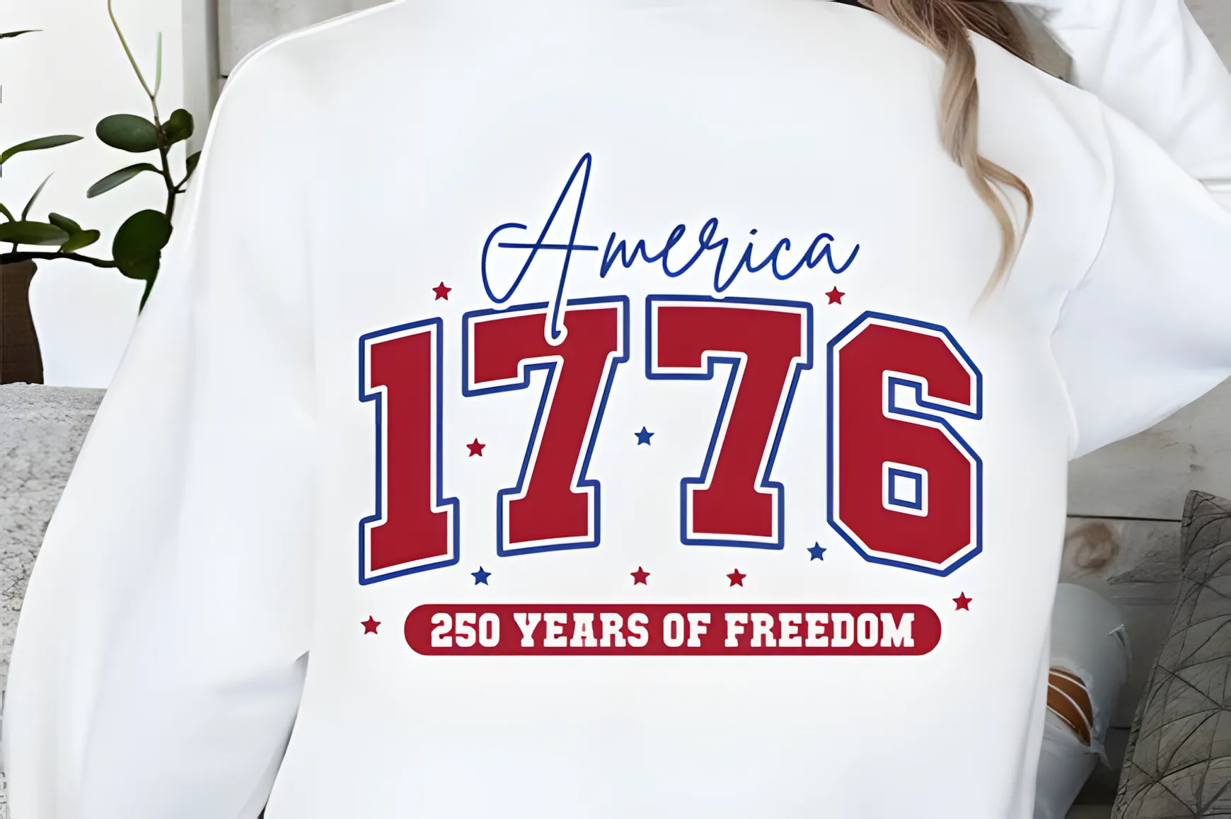 America 1776 SVG for 250 Years of Freedom Designs 7 America 1776 cut file on t shirt mockup for patriotic apparel