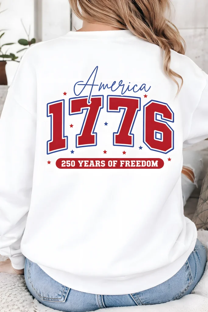 America 1776 SVG for 250 Years of Freedom Designs 5 America 1776 cut file on t shirt mockup for patriotic apparel